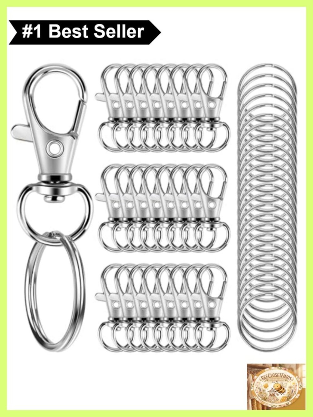 Lobster Claw Clasp Keychain Kit Zinc Swivel Hooks Rings for Crafts